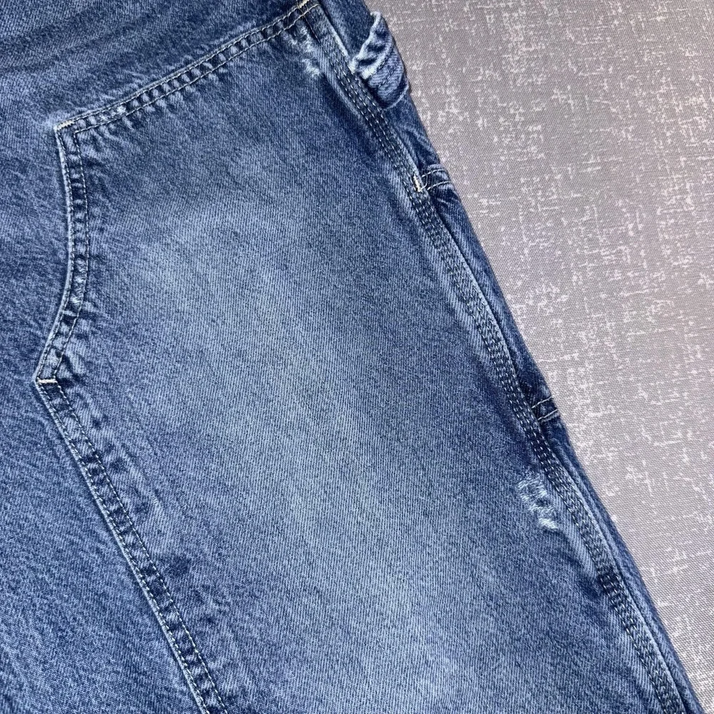Aeropostale Carpenter Jeans Mens 35x31‎ Blue Denim Straight Leg Cargo Pockets